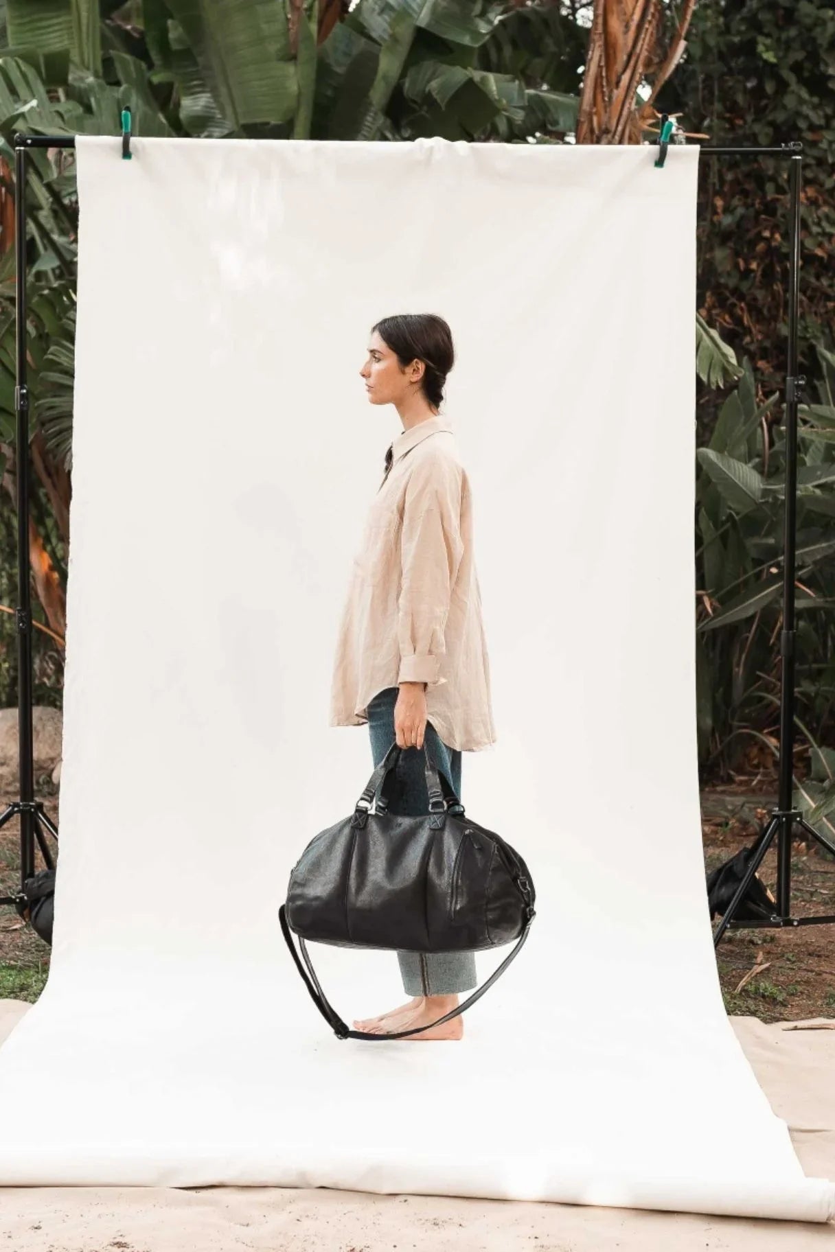 BIBA - Sac de voyage Gary en cuir de couleur noir
