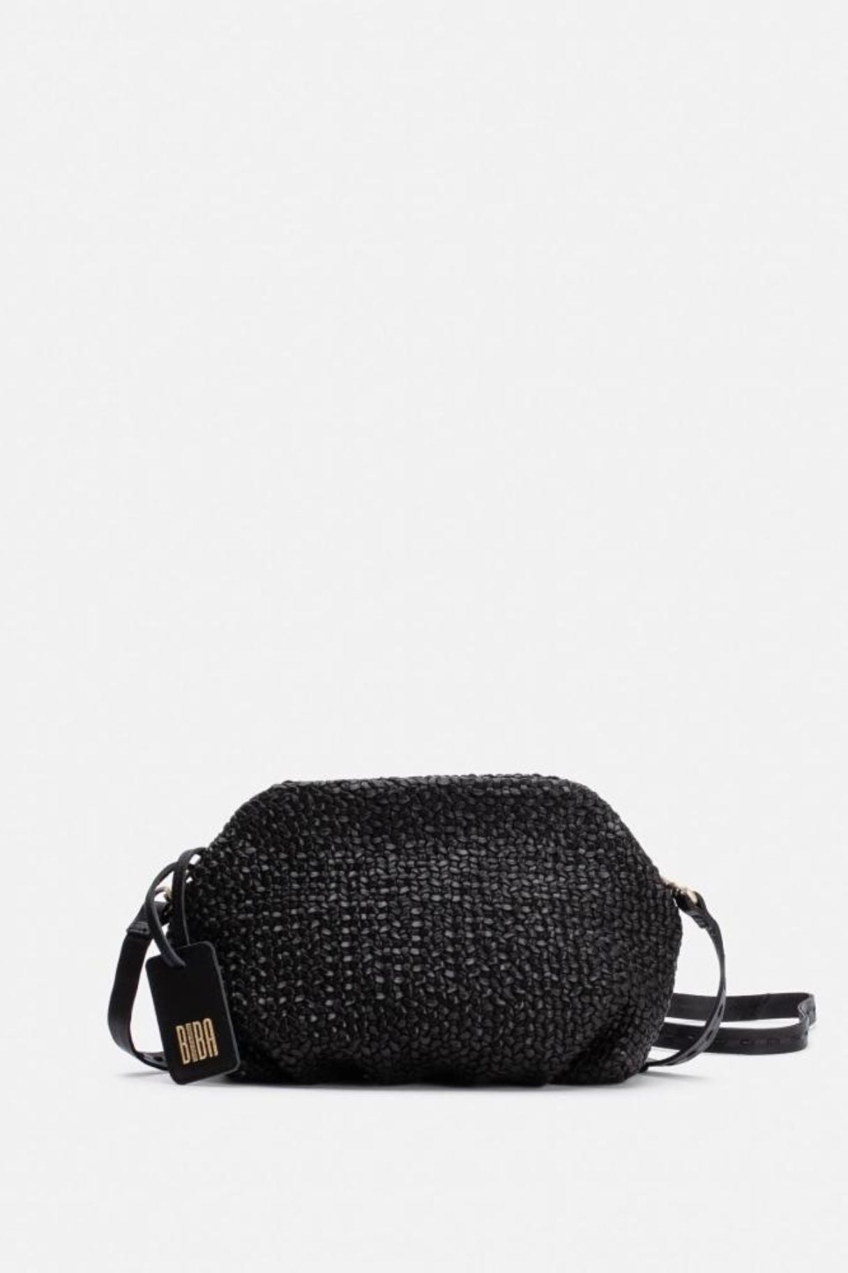 Sac bandoulière en cuir tressé de couleur noir - Nappa Maroquinerie