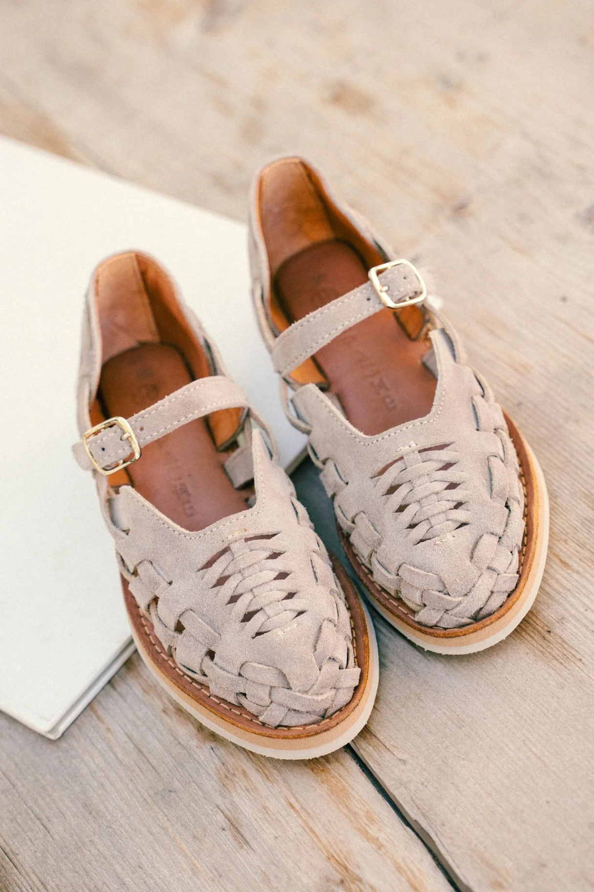 Ballerines cuir suede taupe femme Mapache Gaby