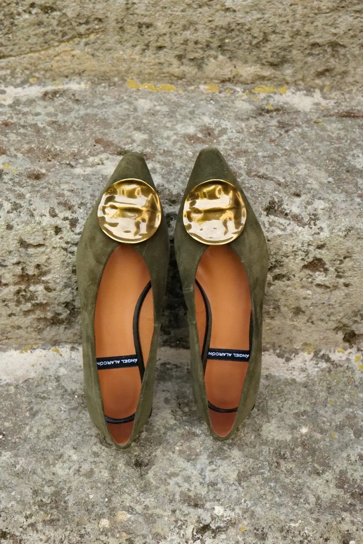 Ballerines Taya en cuir suédé vert foncé Ángel Alarcón