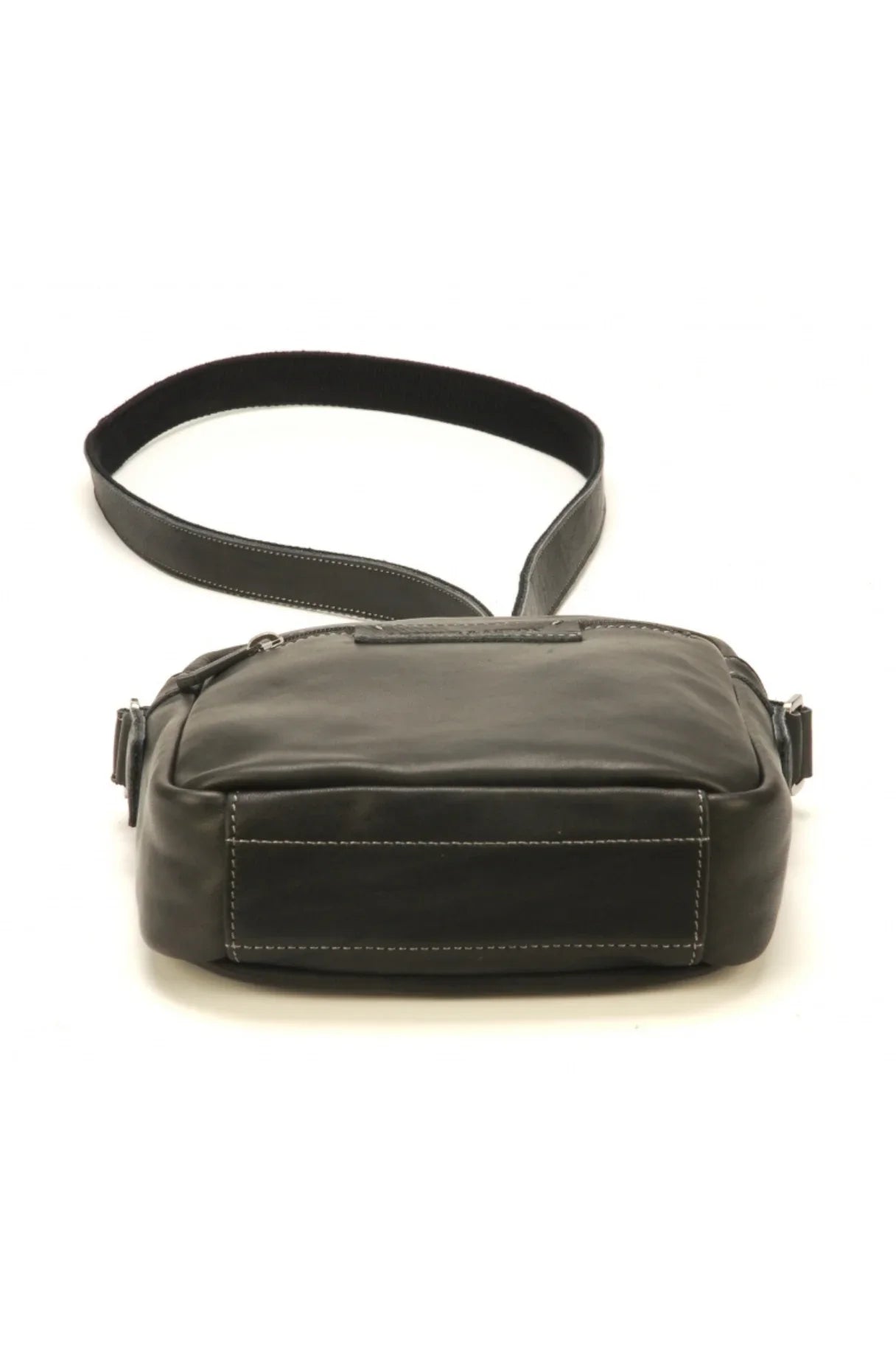 Sac bandoulière en cuir noir - Arthur Aston