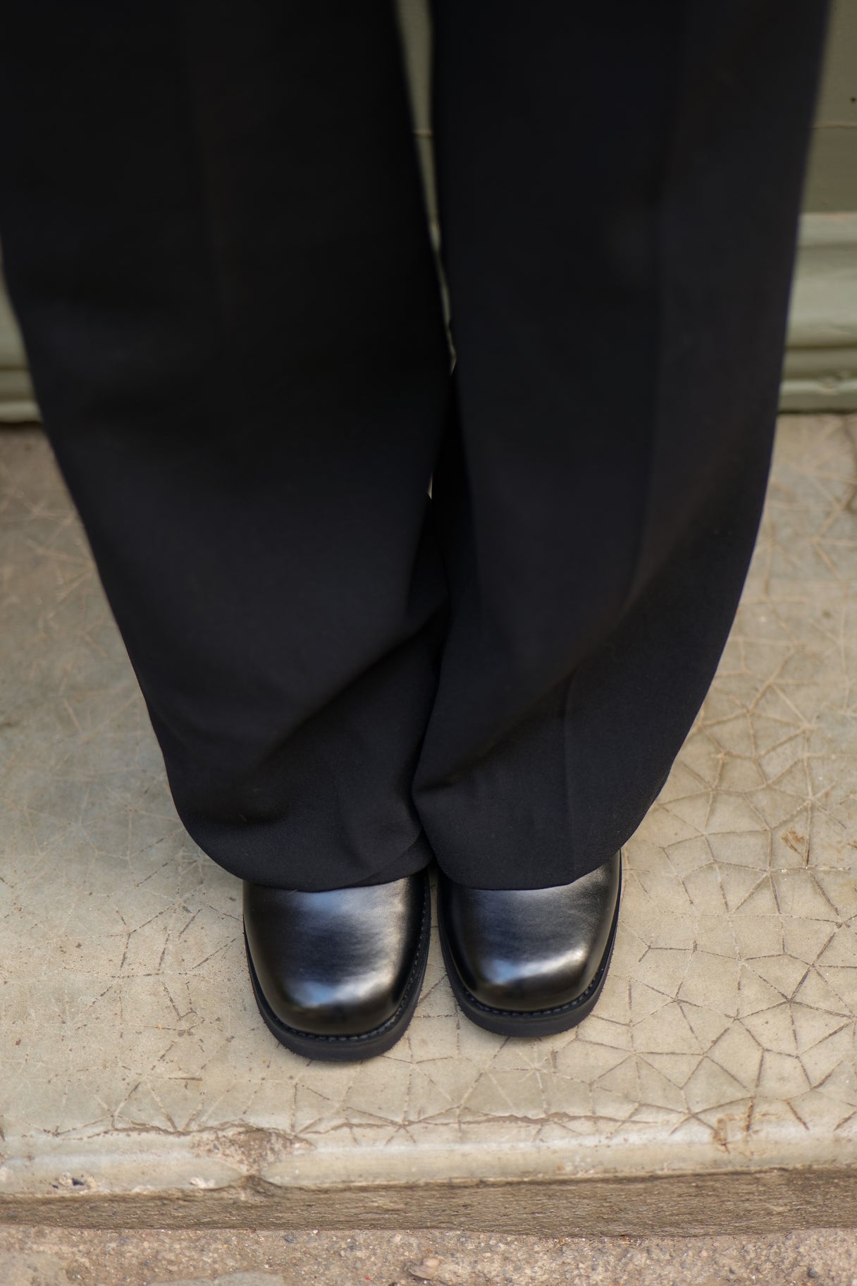 Bottines bout rond en cuir