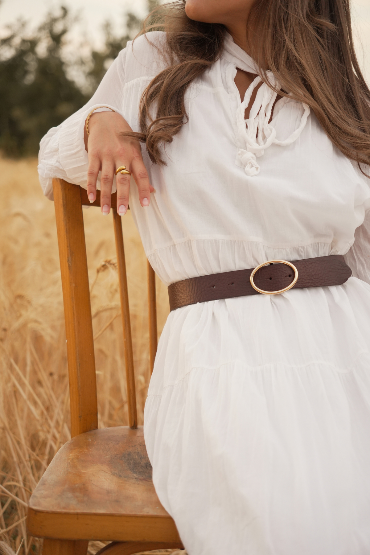 Angele ceinture en cuir fabriquée en France boucle dorée et cuir marron Atelier Nappa