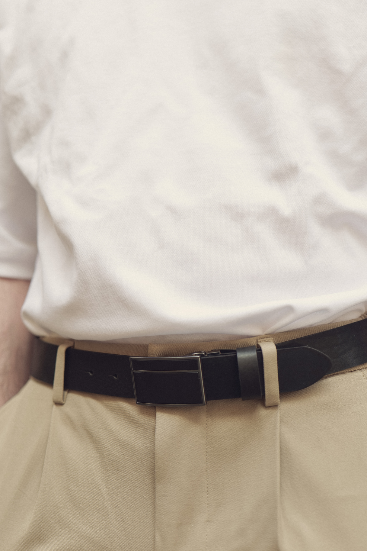 Ceinture homme cuir Onyx – Plaque noire 3,5 cm – Fabriquée en France