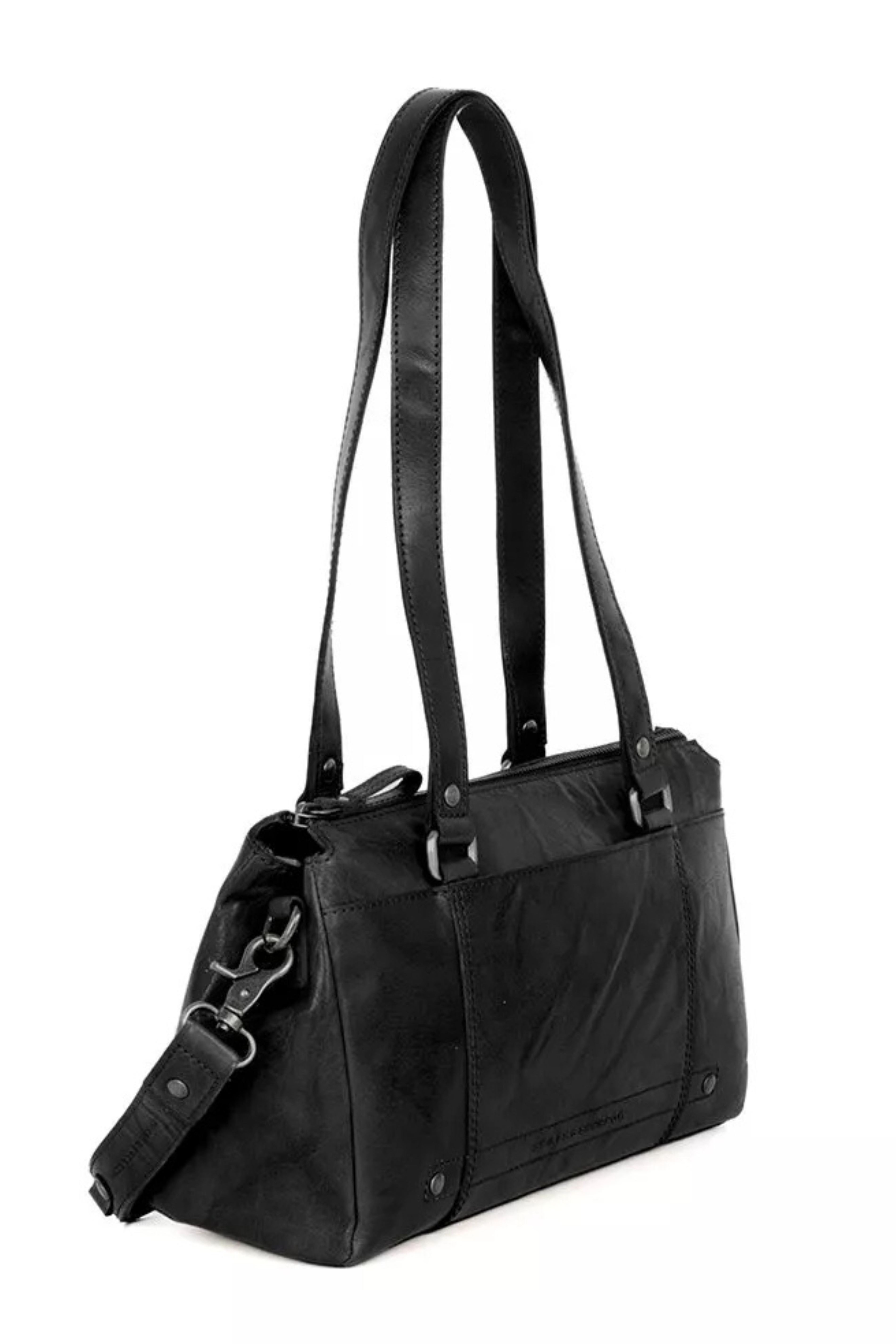 Sac Jeannine cuir noir face Spikes & Sparrow