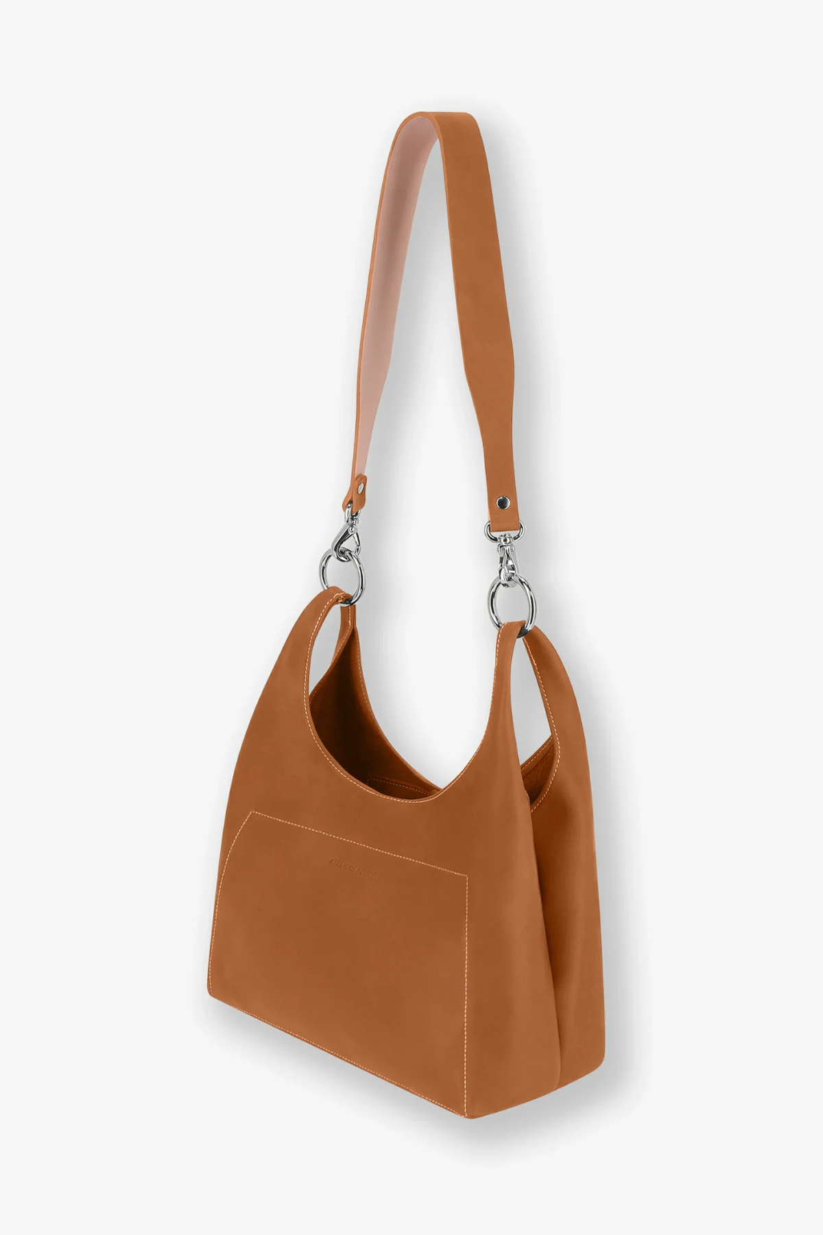 Sac à main femme Amazone en cuir pleine fleur aniline camel vue trois quarts