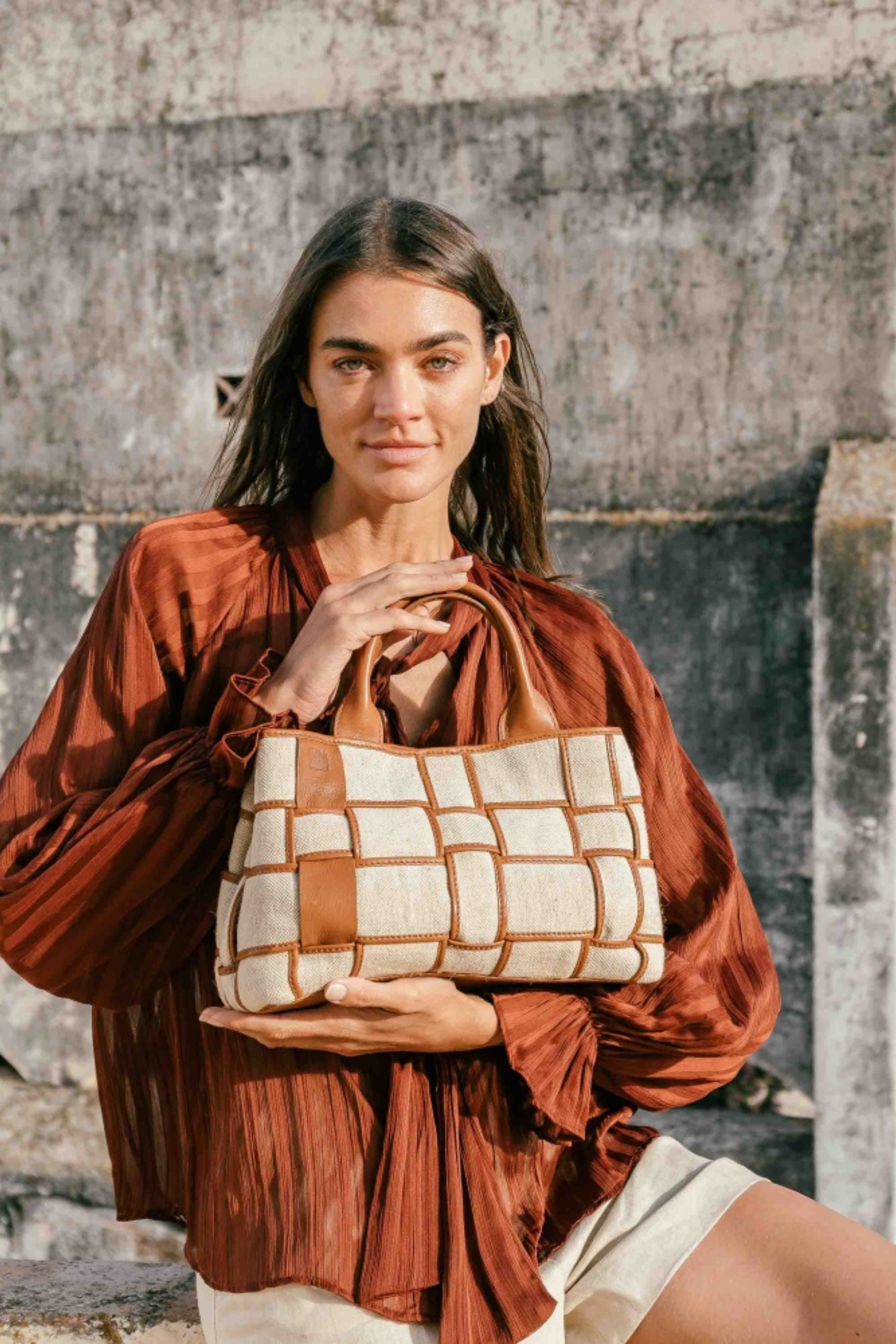 Sac bowling cuir et toile BIBA Wann WAN4L marron