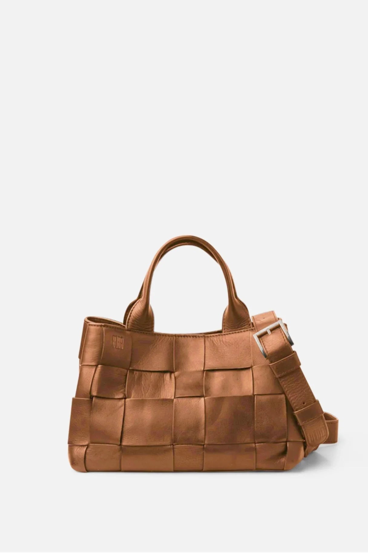 Sac cabas cuir tressé camel BIBA Wann WAN1L femme avec bandoulière