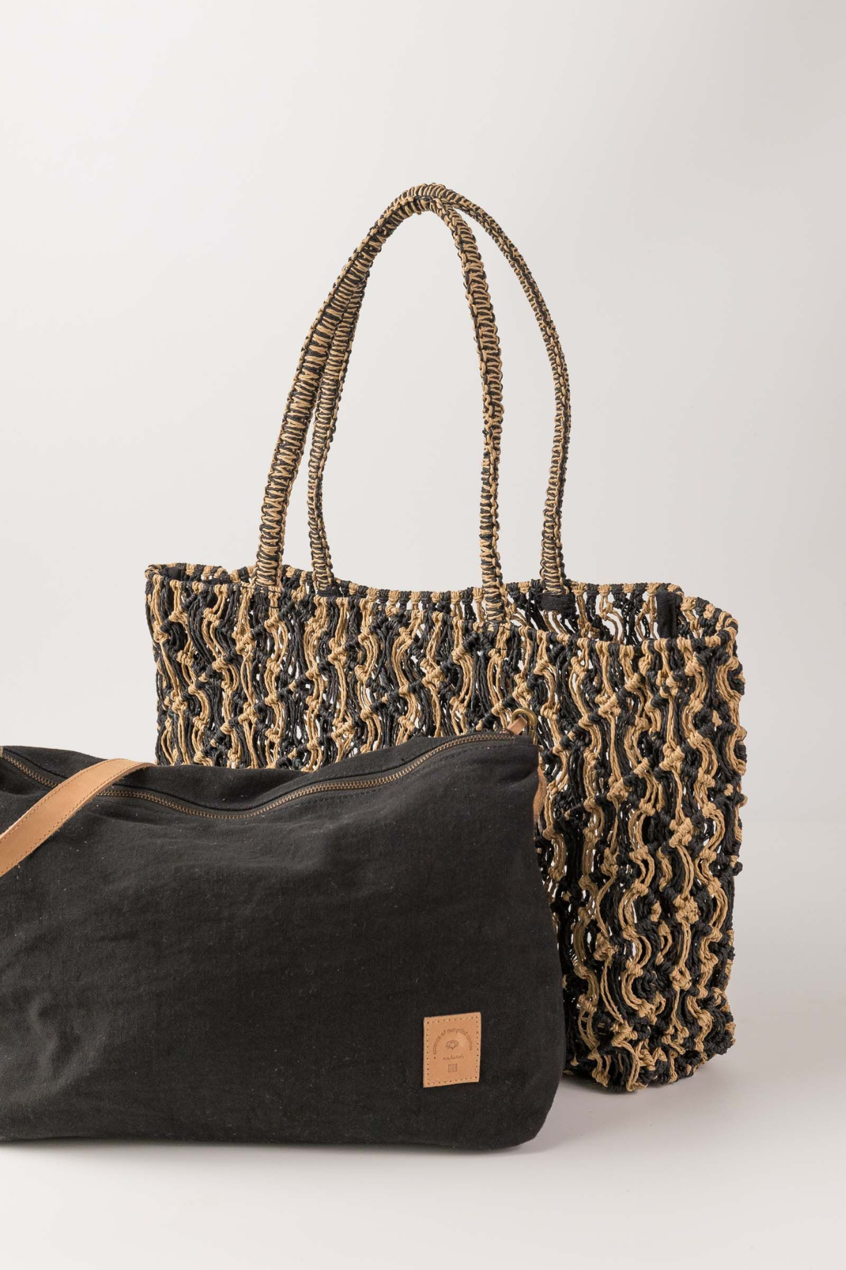 Sac cabas Sodwana noir Biba avec pochette intérieure amovible en coton recyclé