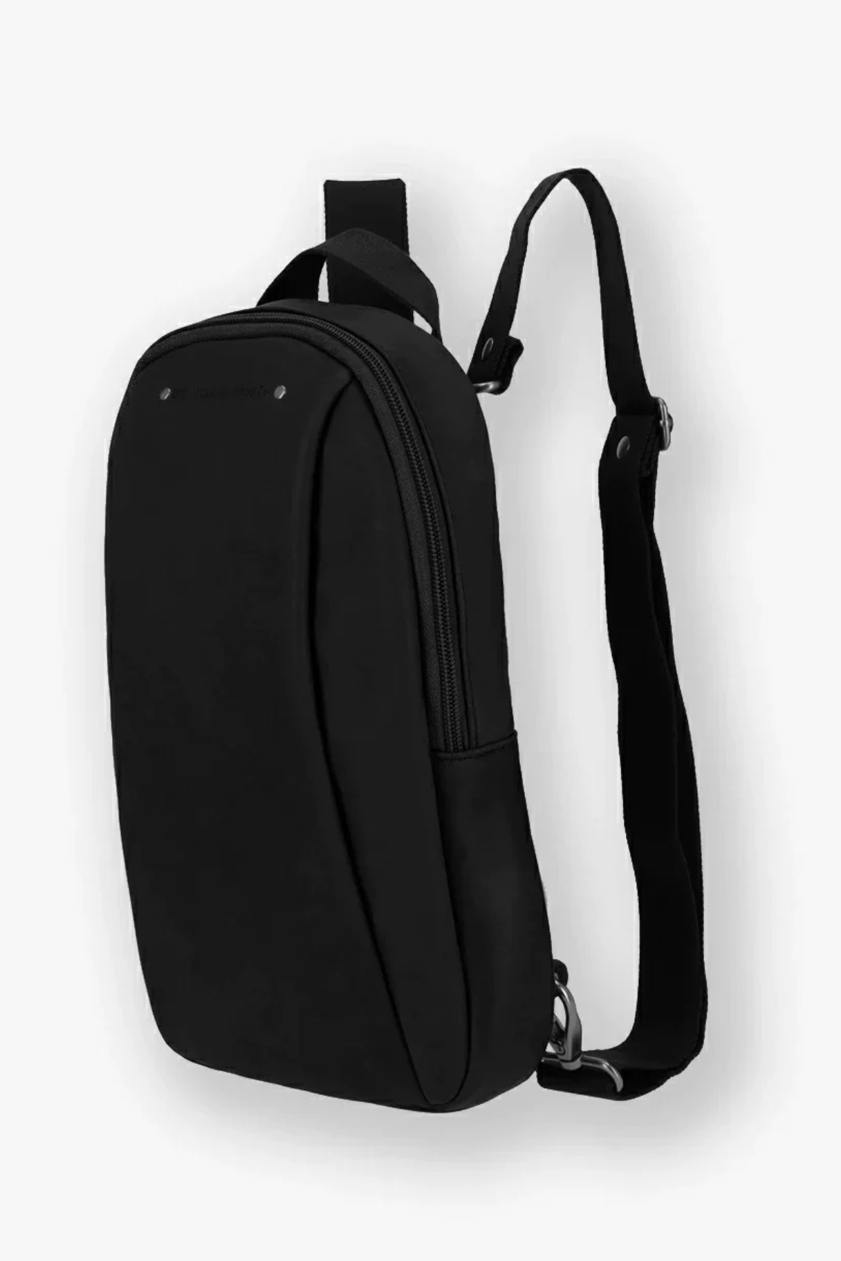 Sac à dos transformable en sling Ouranos cuir noir avec bandoulière croisée amovible
