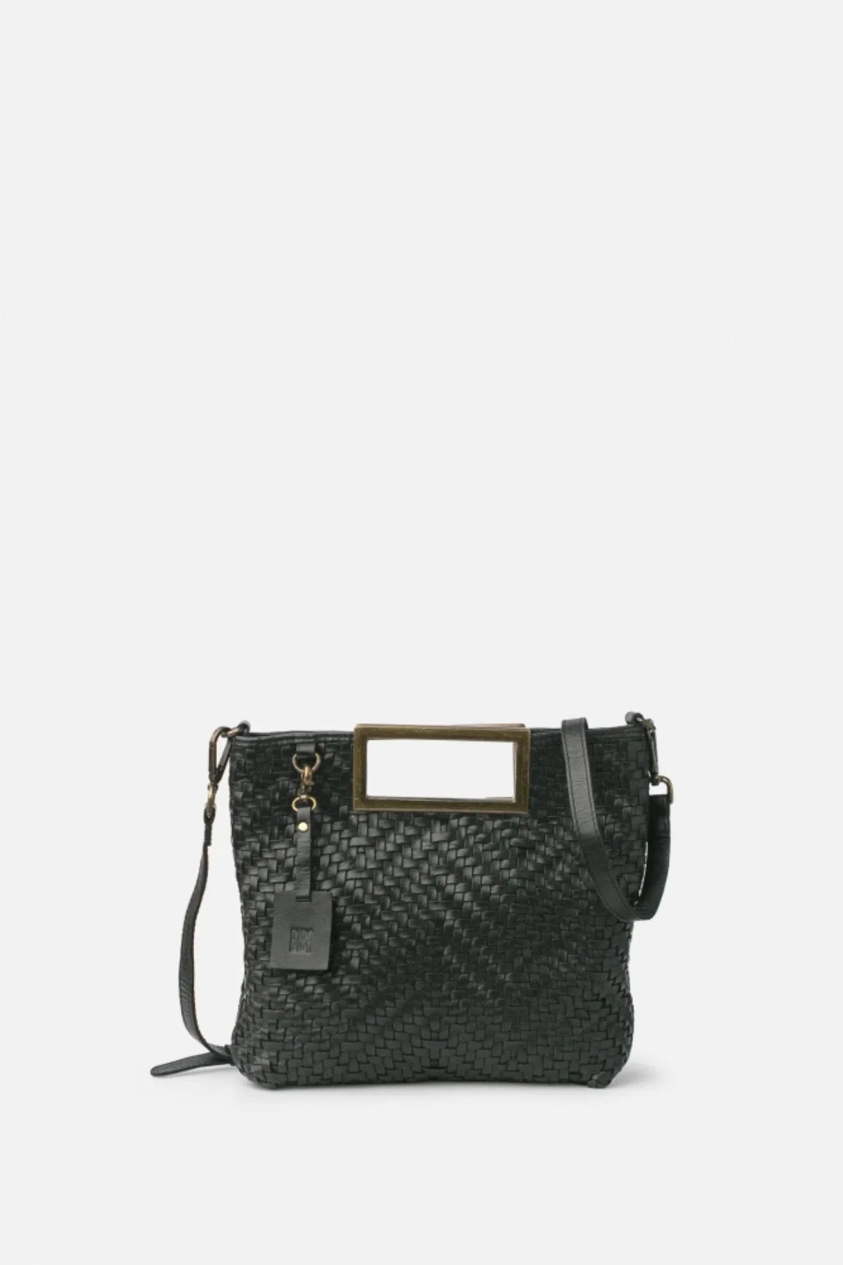 Sac en cuir tressé avec bandoulière Biba noir