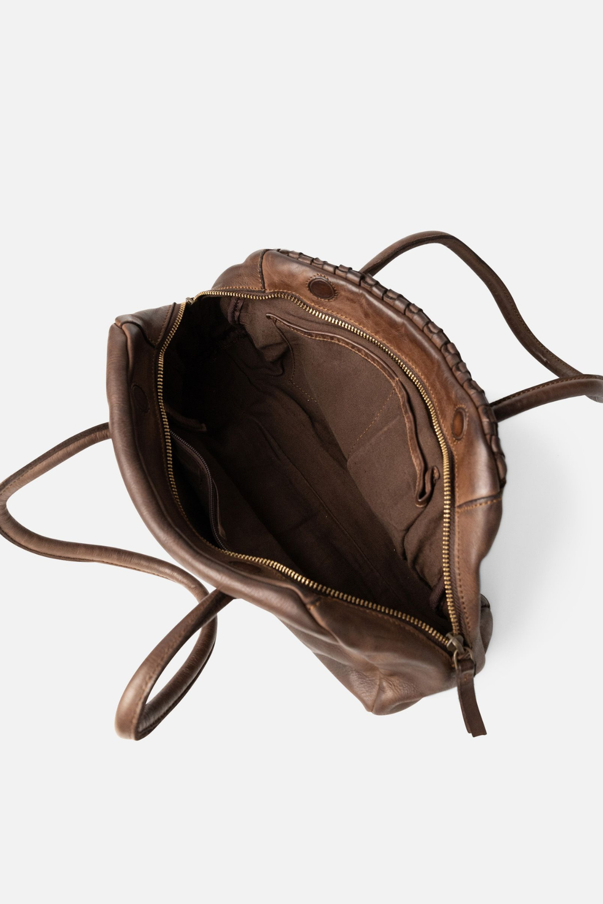 Intérieur du sac Kansas Biba : poche zippée et doublure coton