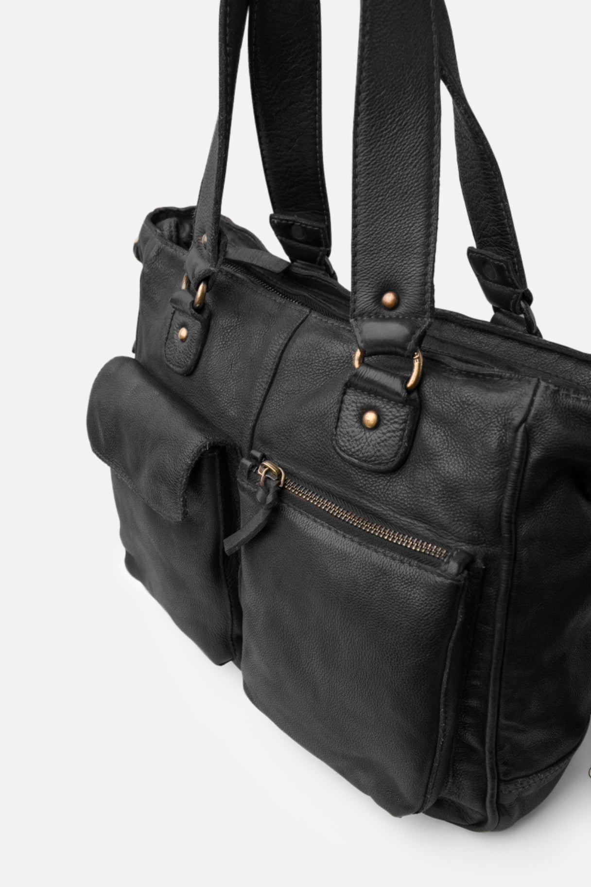 sac Keno KEO2L en cuir lavé marron foncé – vue profil