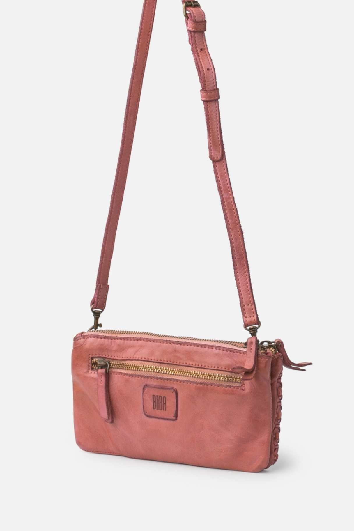 Pochette en cuir tressé poche arrière