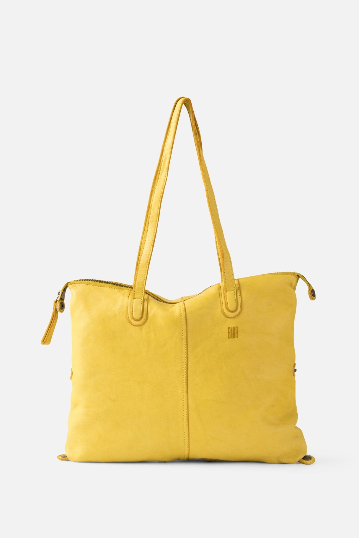 Sac shopper BIBA Hooper en cuir d'agneau jaune été