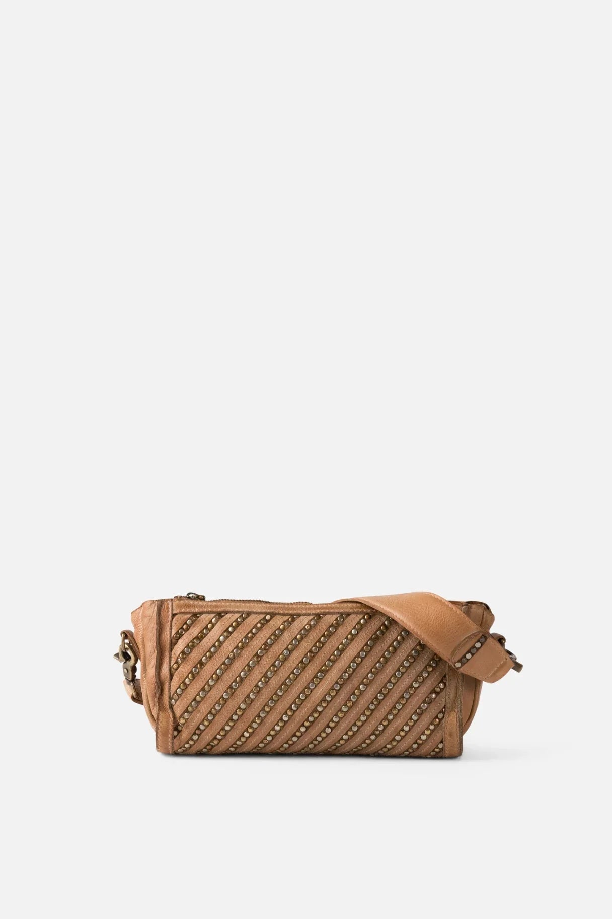 Sac bandoulière BIBA Stella SLA3L en cuir clouté cognac ligne Heritage