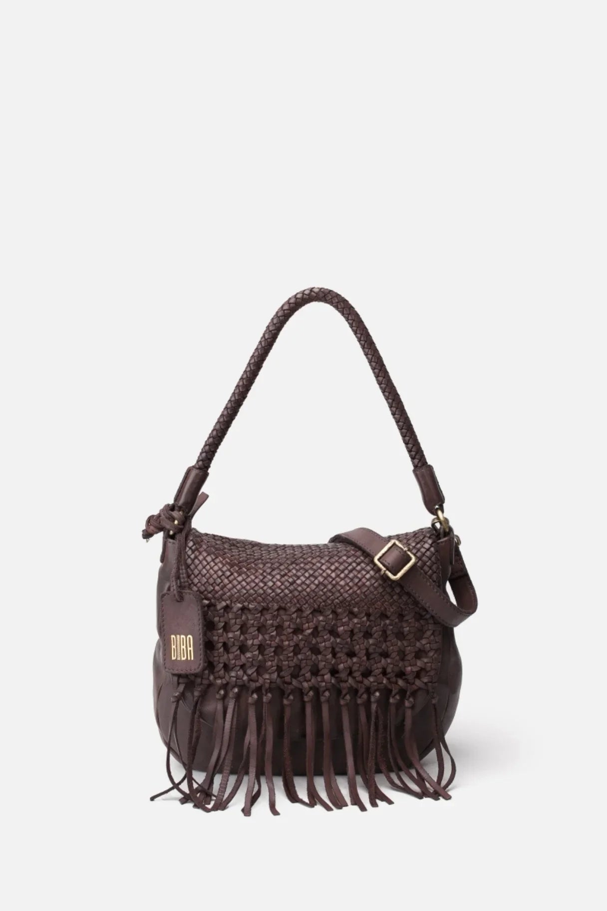 BIBA - Sac à main en cuir et tressé de couleur marron - Nappa Maroquinerie