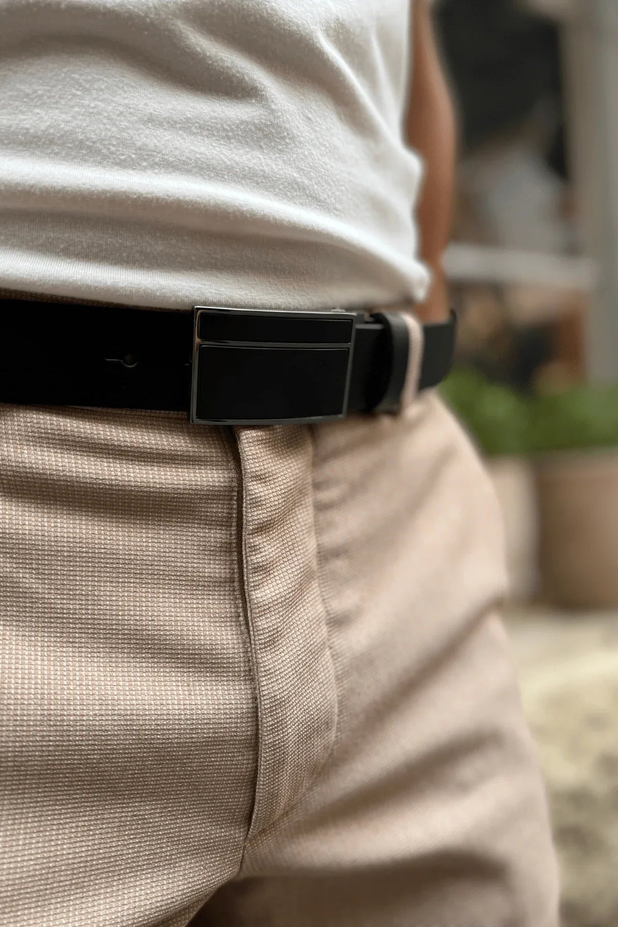 Plaque noire - Ceinture homme en cuir noir fabriquée en France - Nappa Maroquinerie