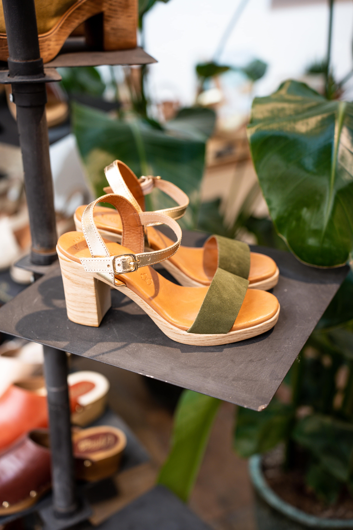 Sandale à Talon Confort - Eva Frutos 990 Oro Kaki - Cuir kaki - Nappa Maroquinerie