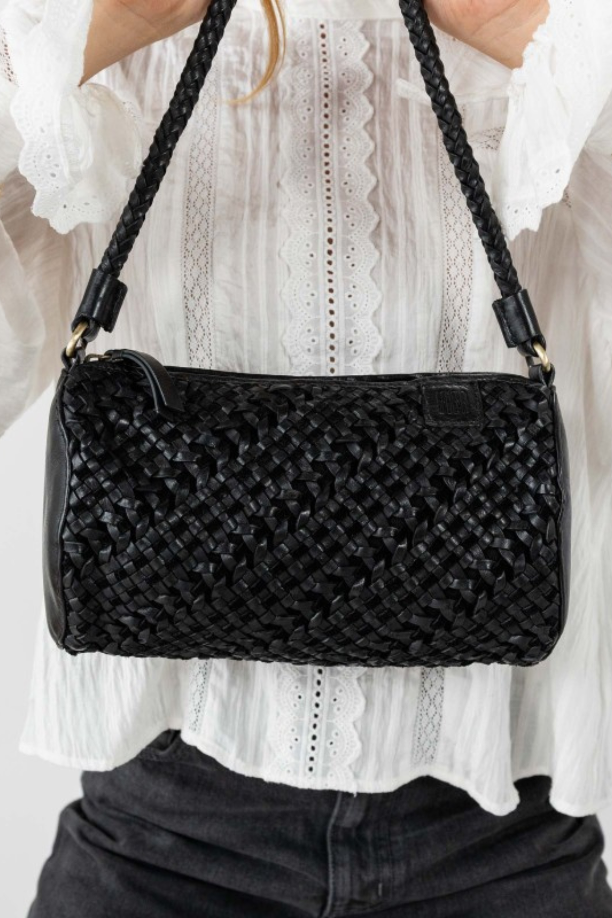 Sac tressé cuir Biba Selma – Petit sac cylindrique épaule et bandoulière