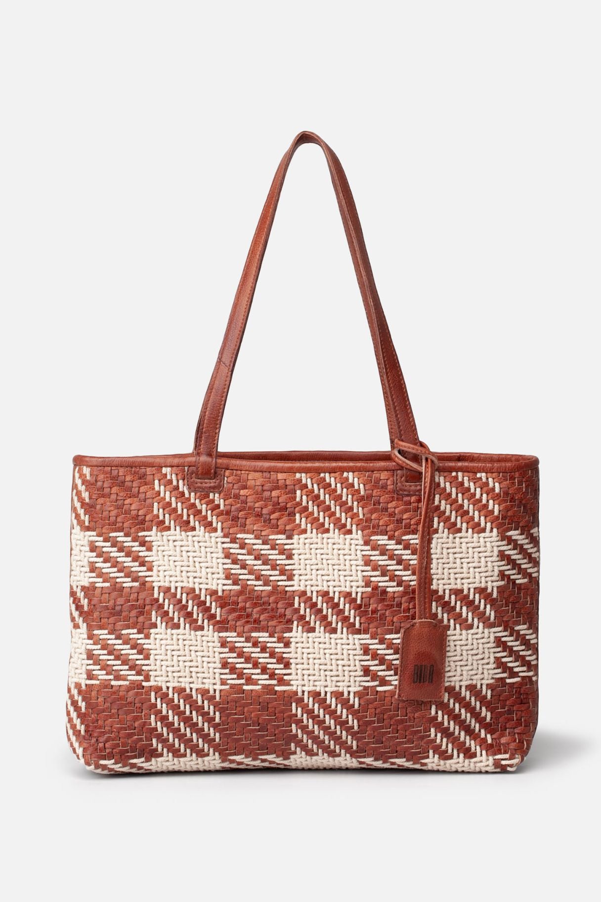 Sac cabas Biba HOS1L en cuir et coton - Tressage damier