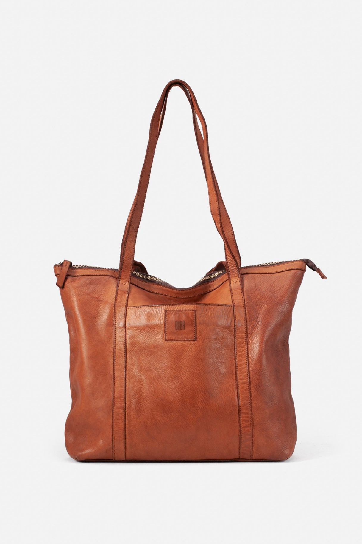 Sac cabas en cuir lavé BT19 camel vu de face