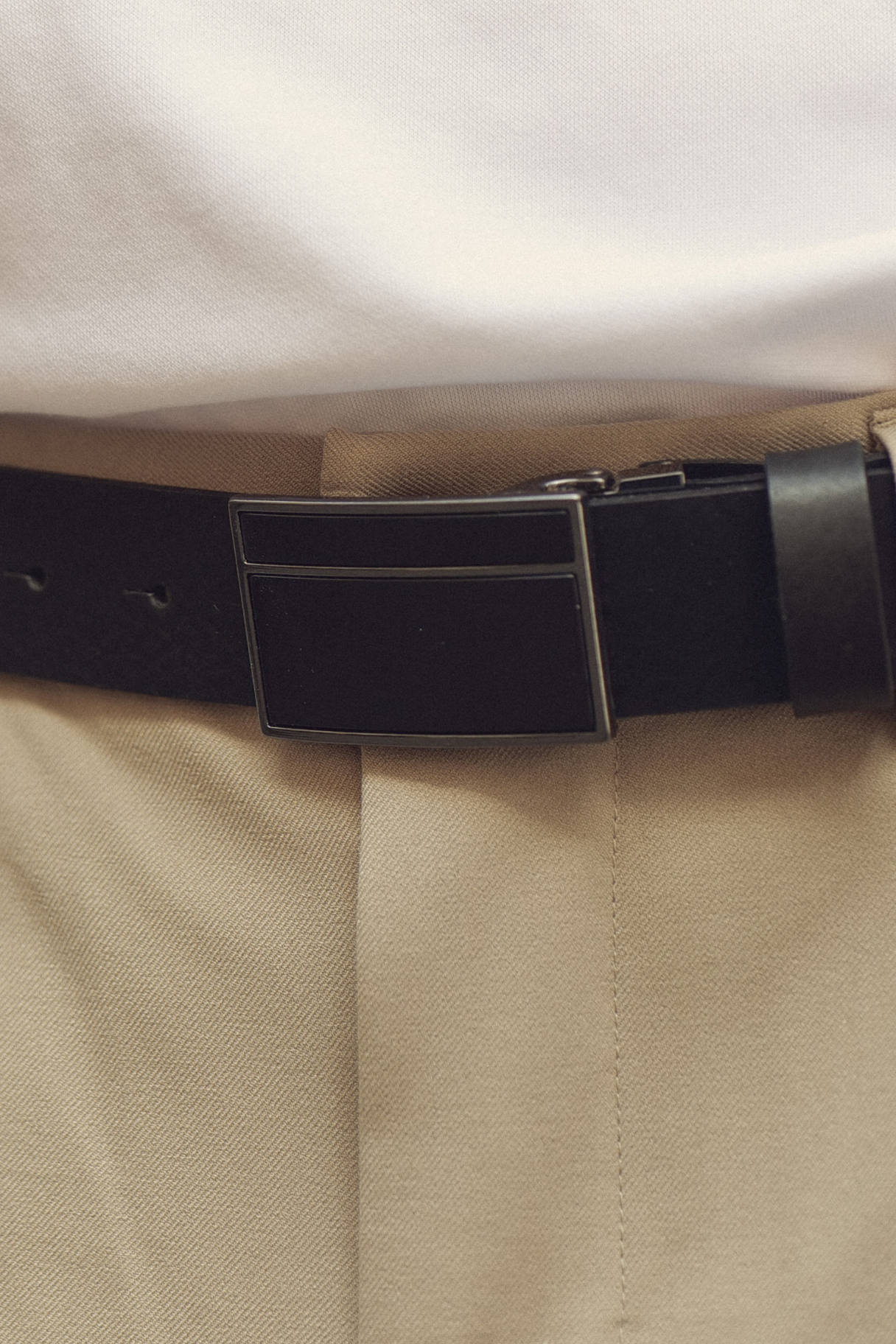Ceinture homme cuir Onyx – Plaque noire 3,5 cm – Fabriquée en France