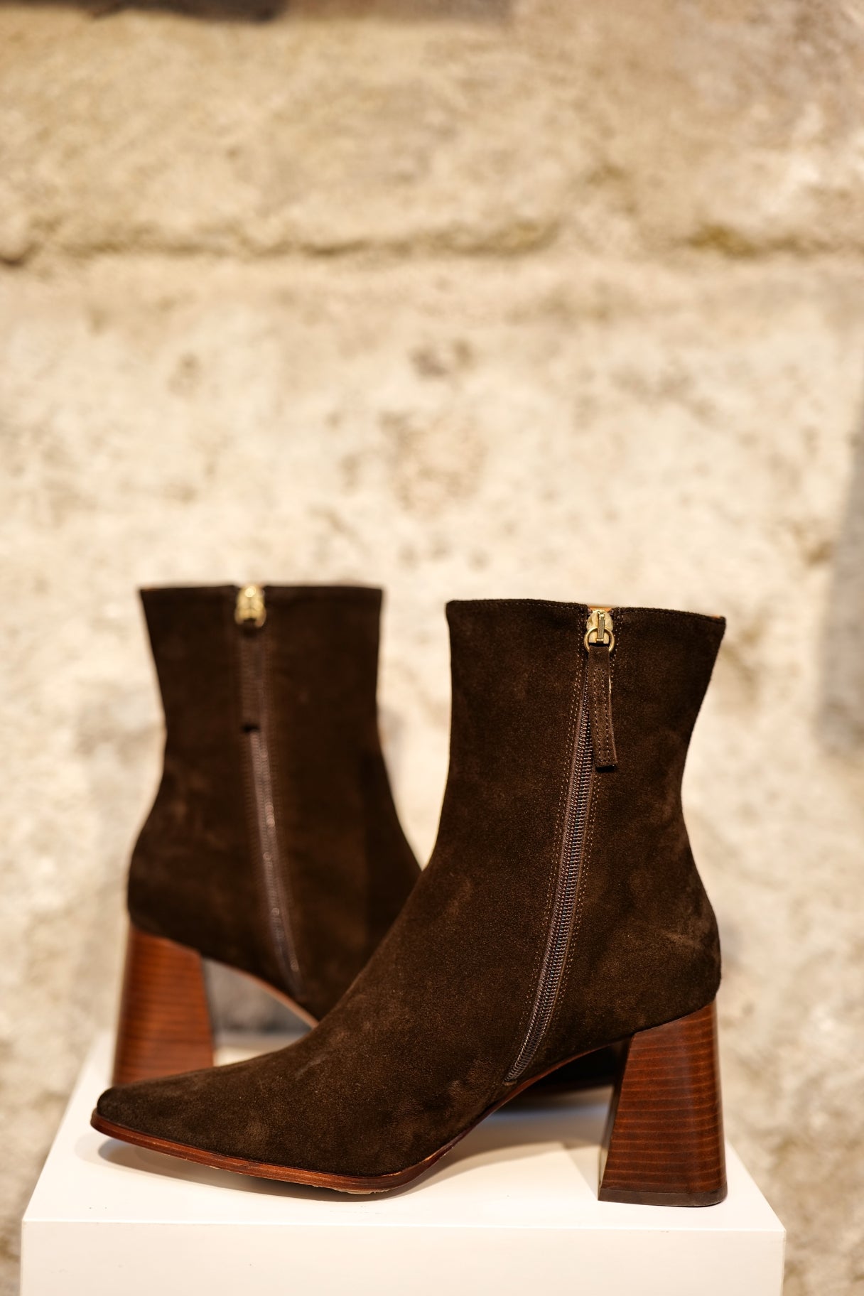 Bottines en velours marrons Angel Alarcon - Nappa maroquinerie 