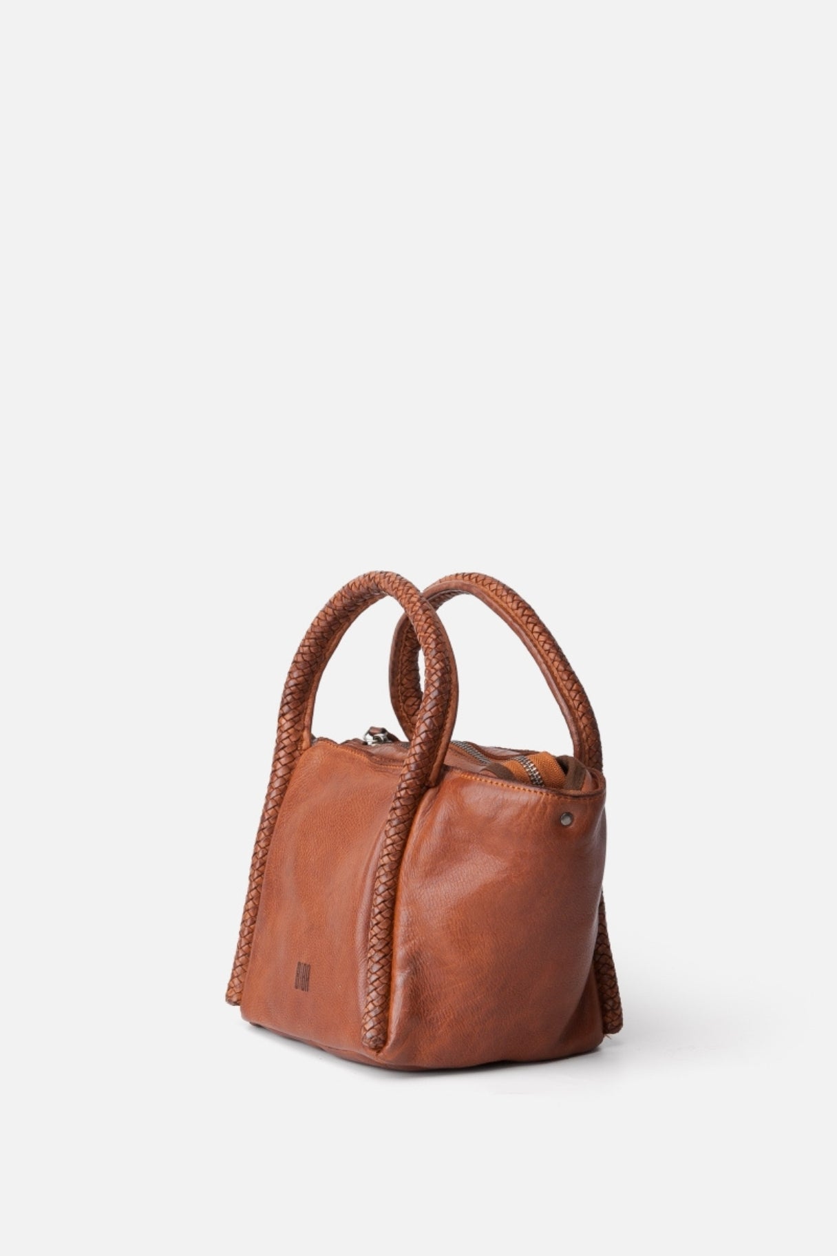 Mini sac en cuir tressé cognac Pullman 