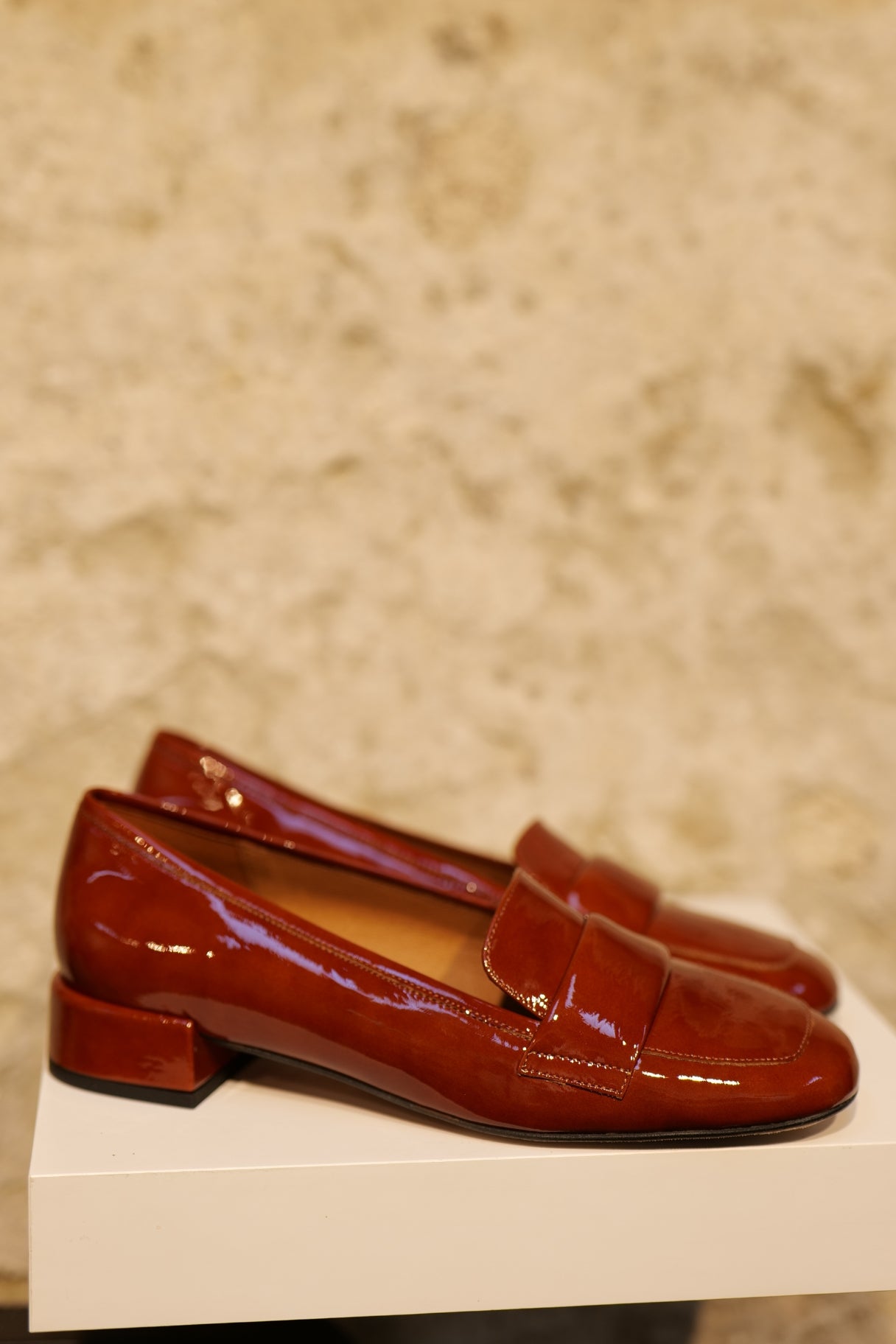 Mocassins en cuir verni marron rouille Angel Alarcon - Nappa maroquinerie 