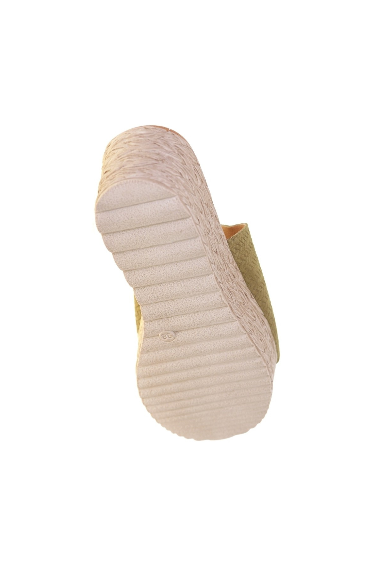 Mules compensées Eva Frutos 767 kaki – confort et tressage effet corde
