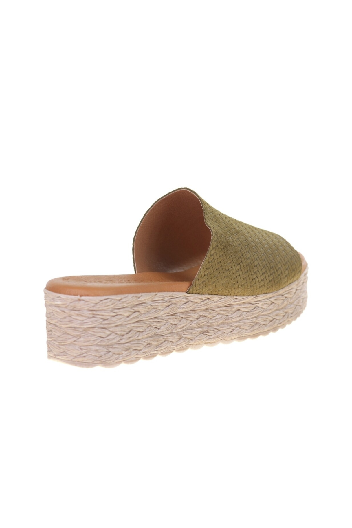 Mules compensées Eva Frutos 767 kaki – confort et tressage effet corde