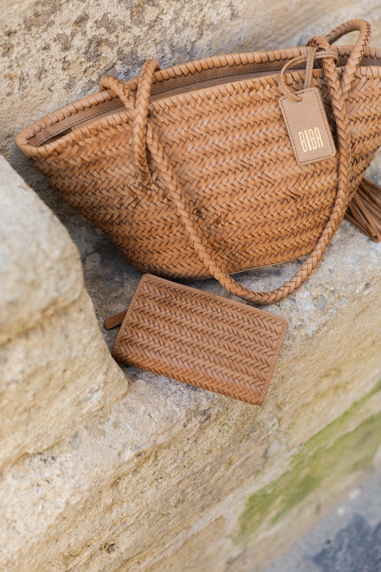 Sac panier en cuir tressé naturel - BIBA Perkins PER14L