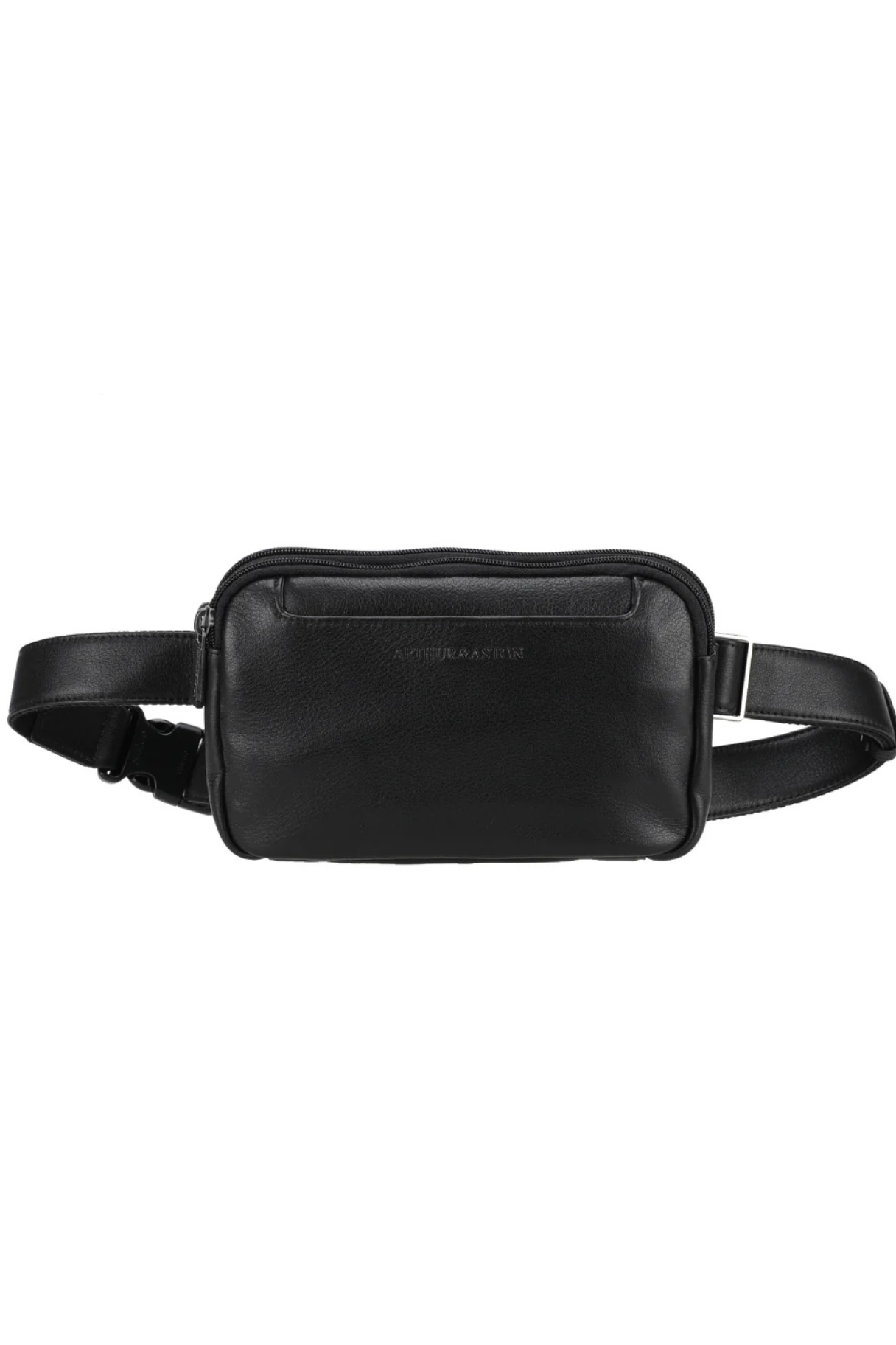 Vue avant de la pochette Léon en cuir noir