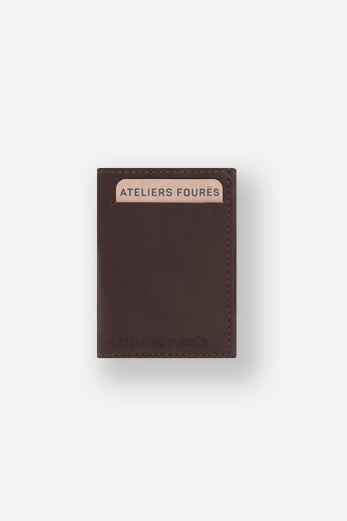 Portefeuille homme compact en cuir marron Thasos Ateliers Fourès, anti-RFID, fabriqué en France