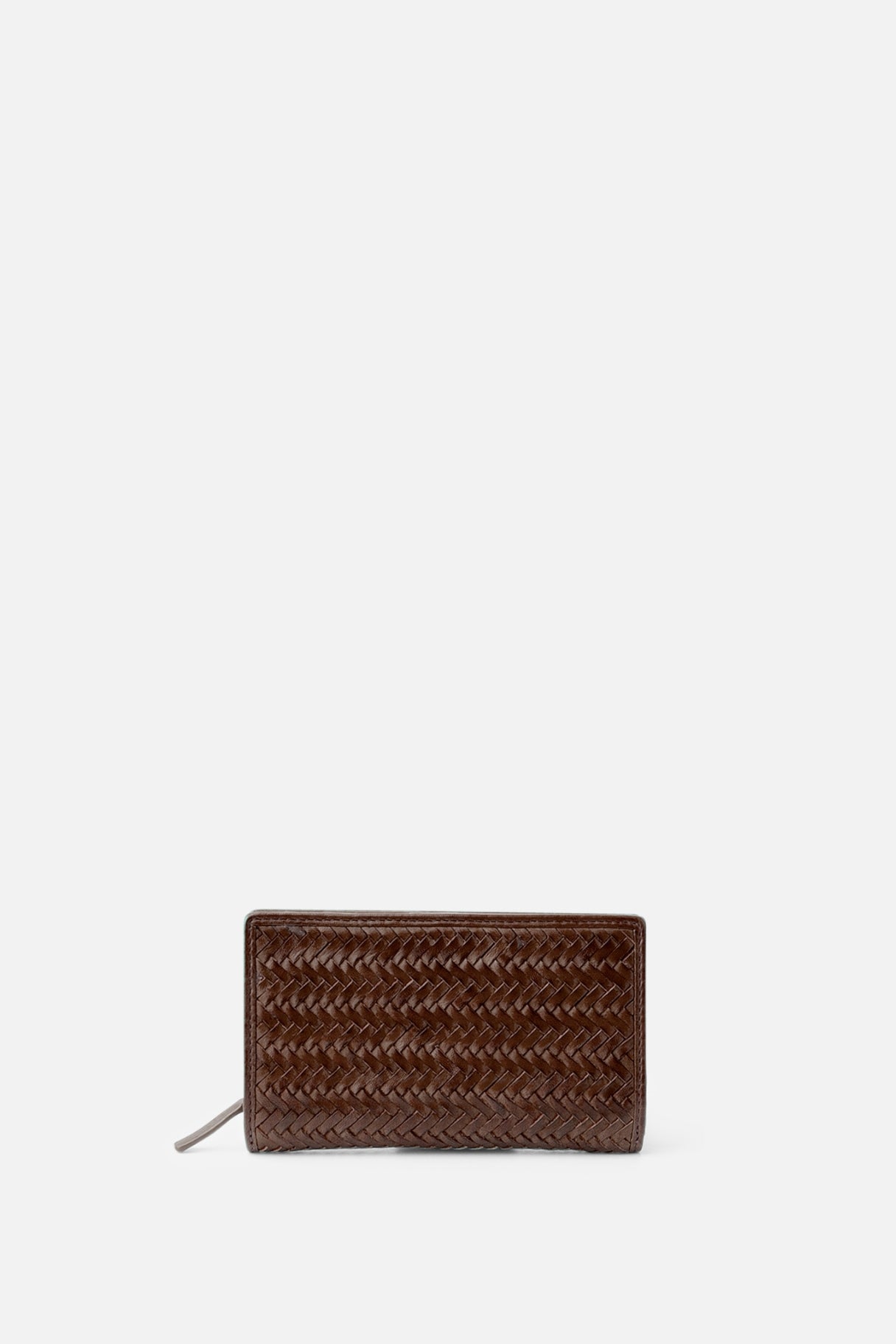 portefeuille Perkins PER13L en cuir tressé – vue avant marron