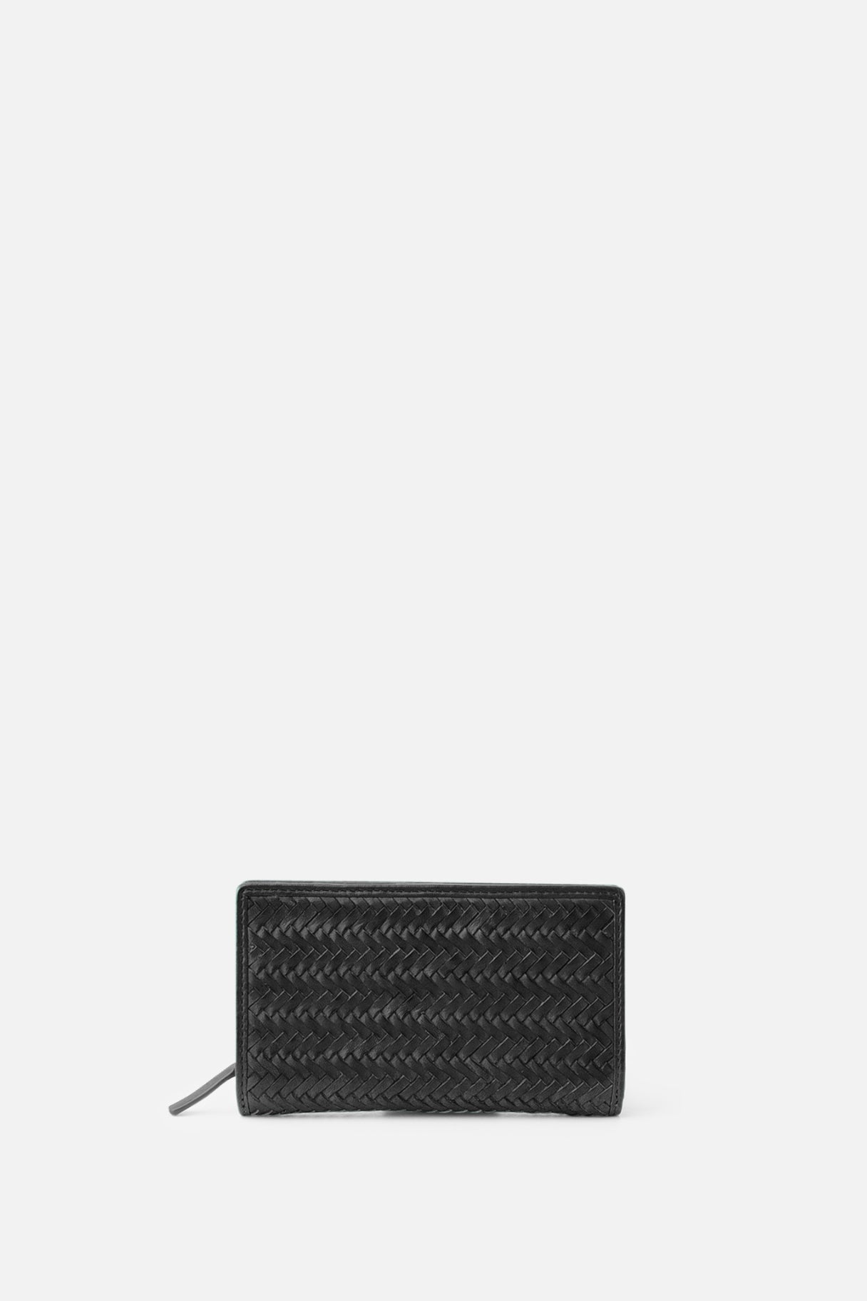portefeuille Perkins PER13L en cuir tressé – vue avant noir