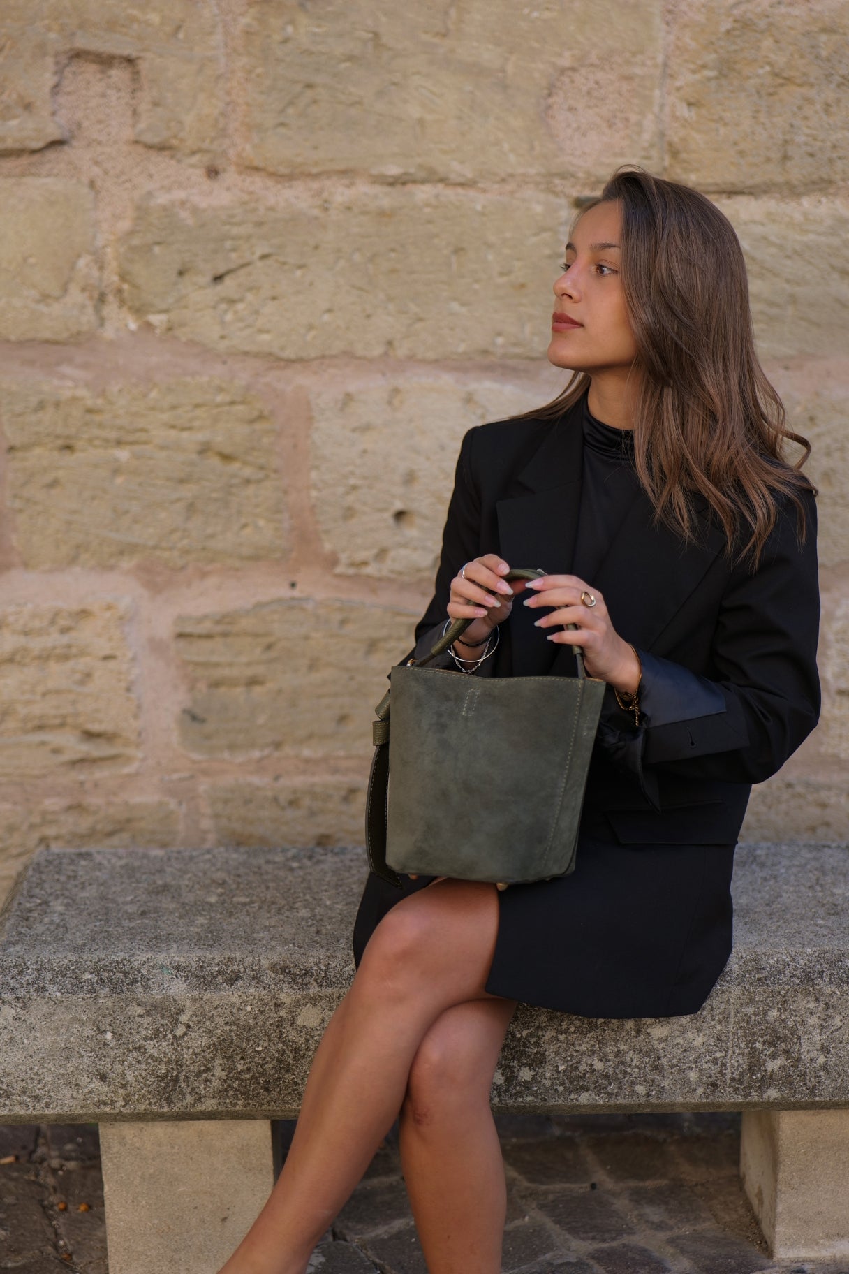 Sac Arlo - Sac sceau en cuir véritable suédé