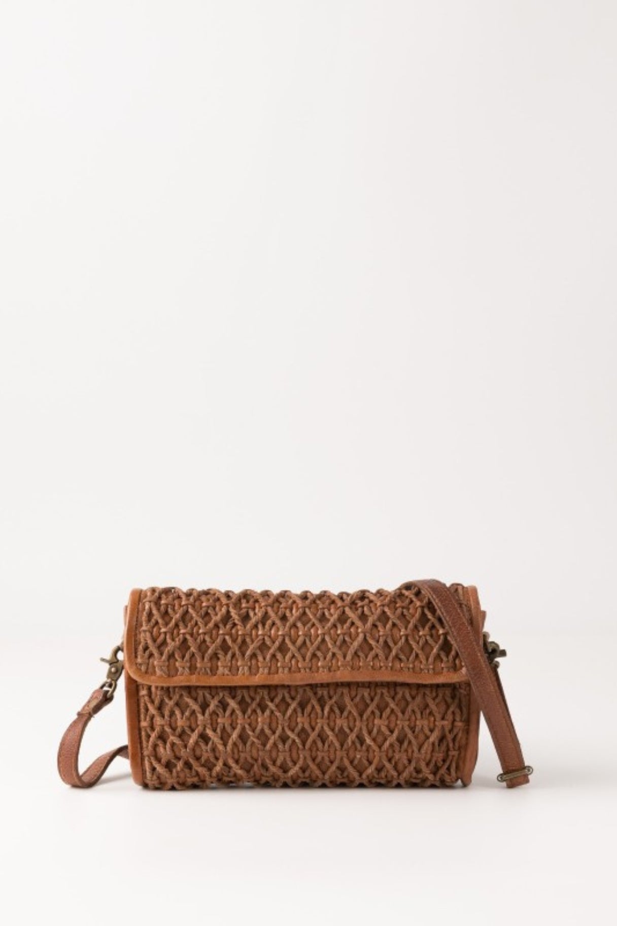 Sac bandoulière BIBA Nekimi NEK1L en cuir crochet tressé cognac Heritage