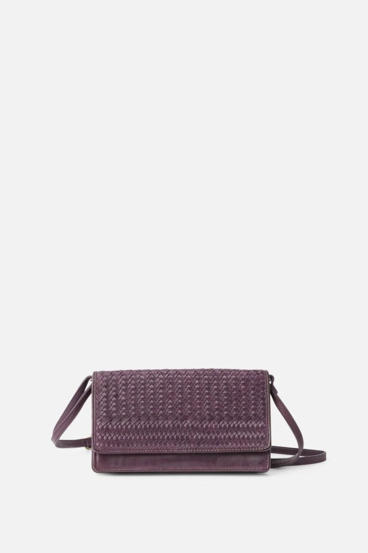Mini sac bandoulière Biba Roseau en cuir tressé violet