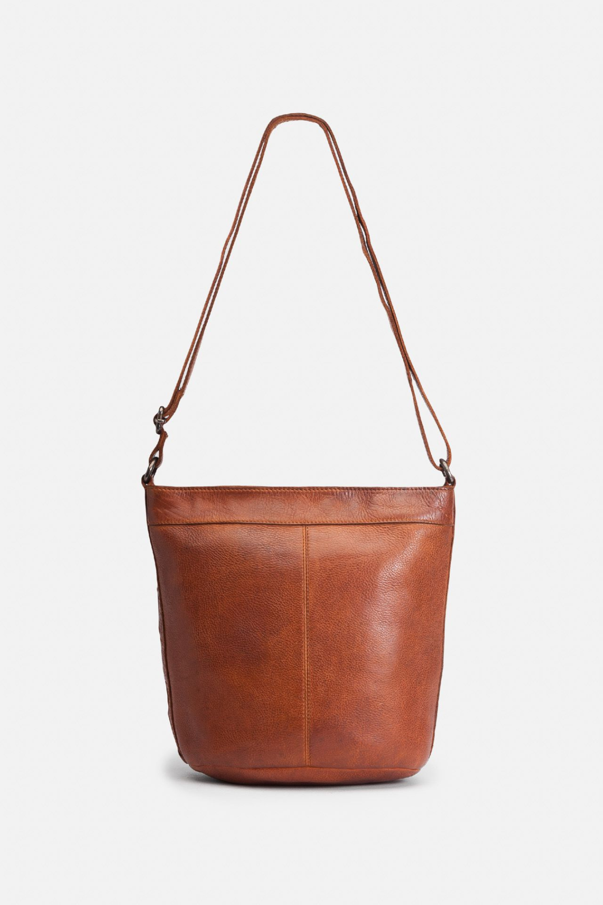 Dos en cuir de vachette lisse du sac bandoulière Biba coloris cognac