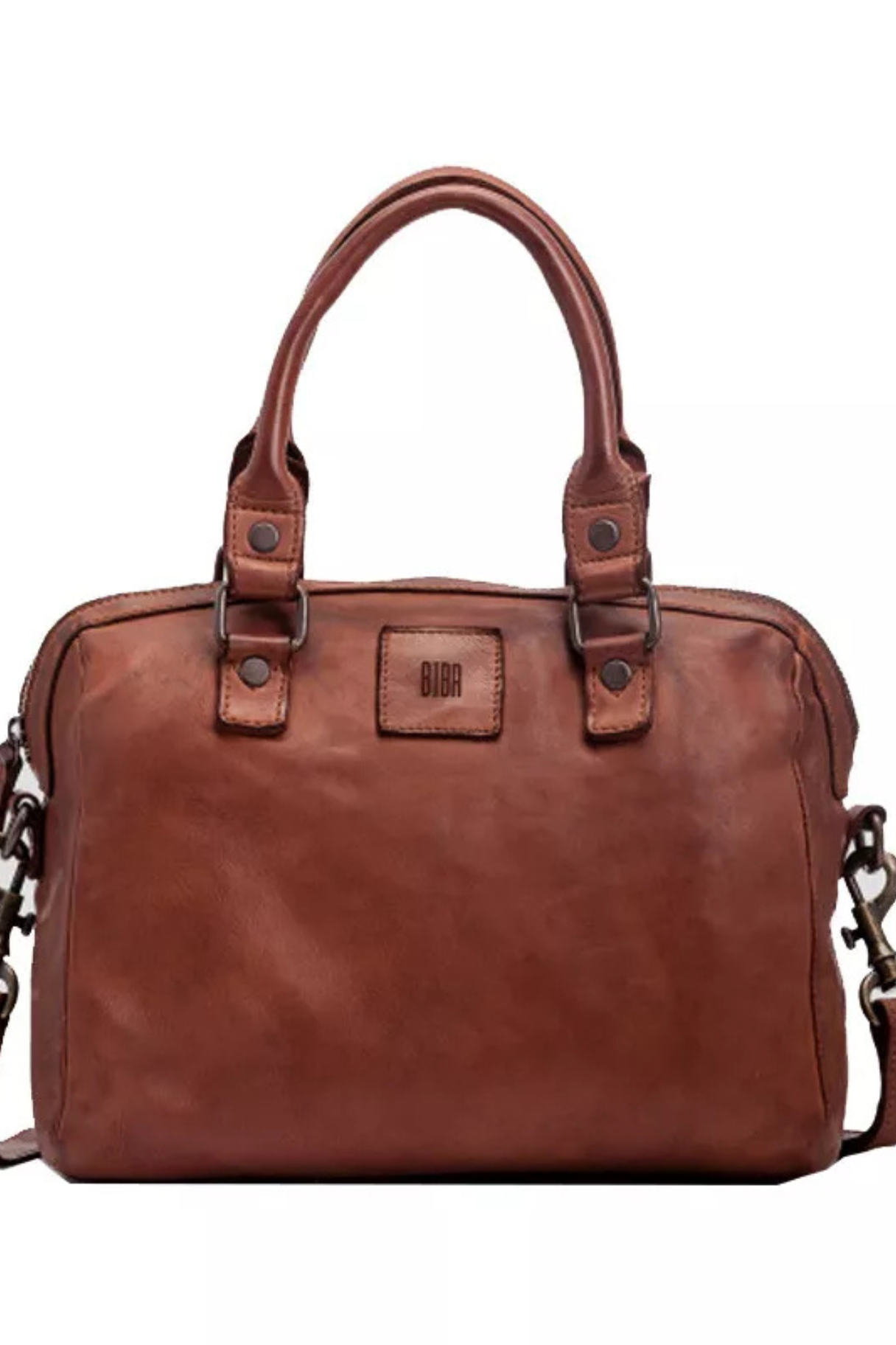 vue de face du sac Biba Boston BT1 en cuir coloris Cuero