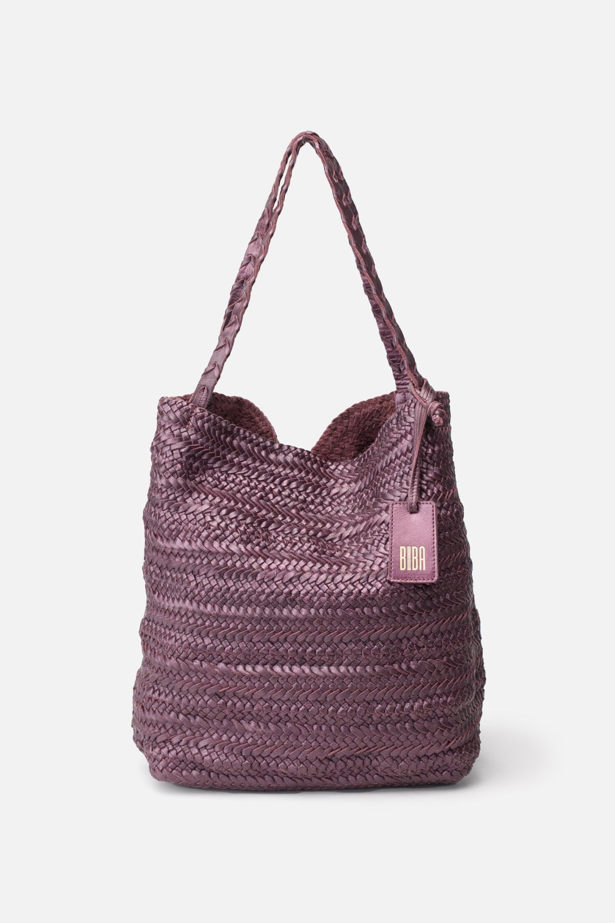 Biba Ruby - cabas hobo tressé mauve  RUB1L - Nappa maroquinerie 