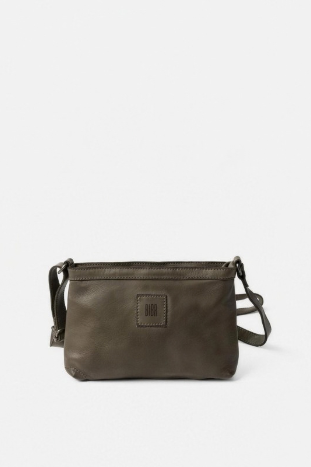 Mini sac bandoulière Boston Mini Biba en cuir de vachette lavé vert kaki, 22 x 15 x 3 cm
