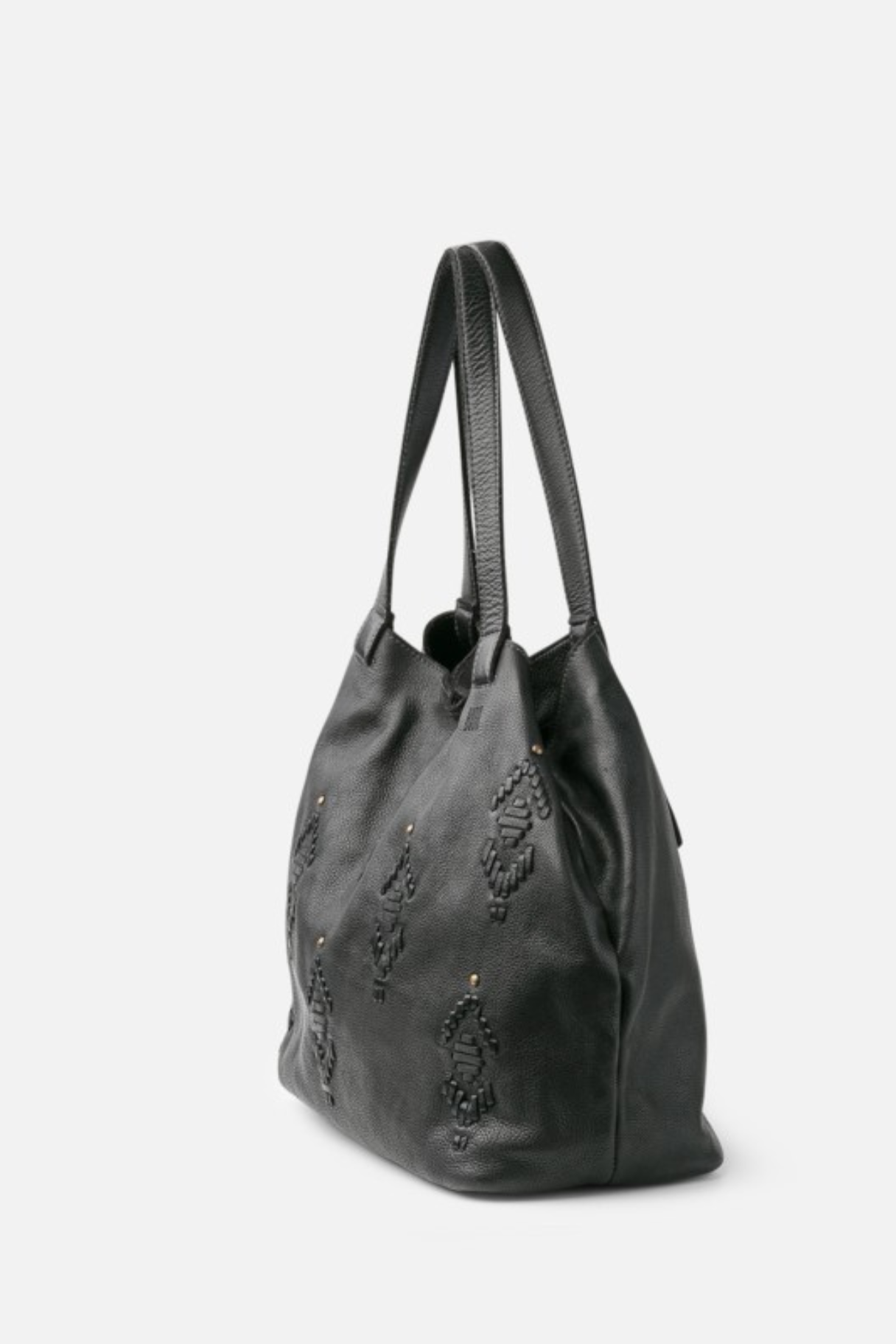 Sac shopping femme en cuir de vachette lavé noir Bayron Biba vue de profil