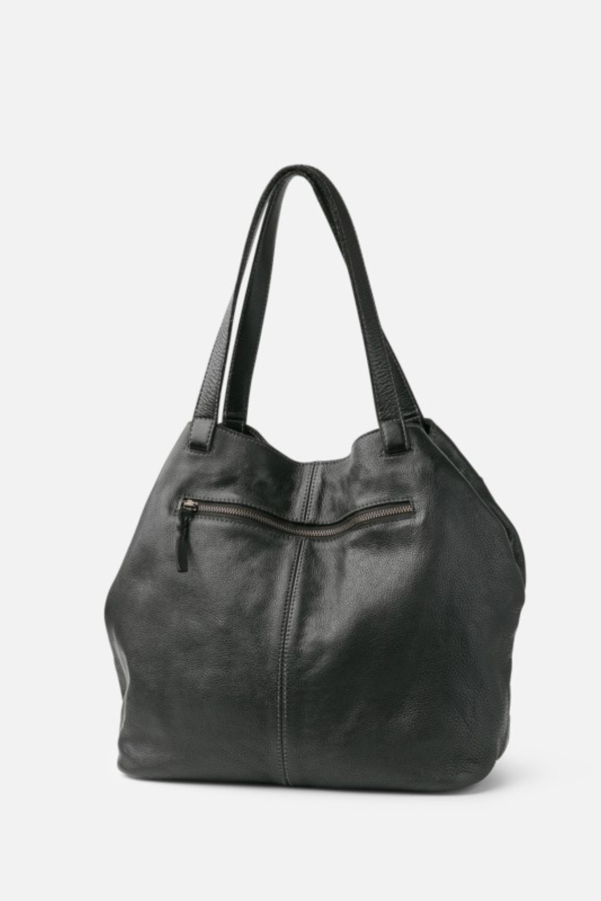 Sac cabas Bayron Biba dos avec poche extérieure zippée en cuir noir