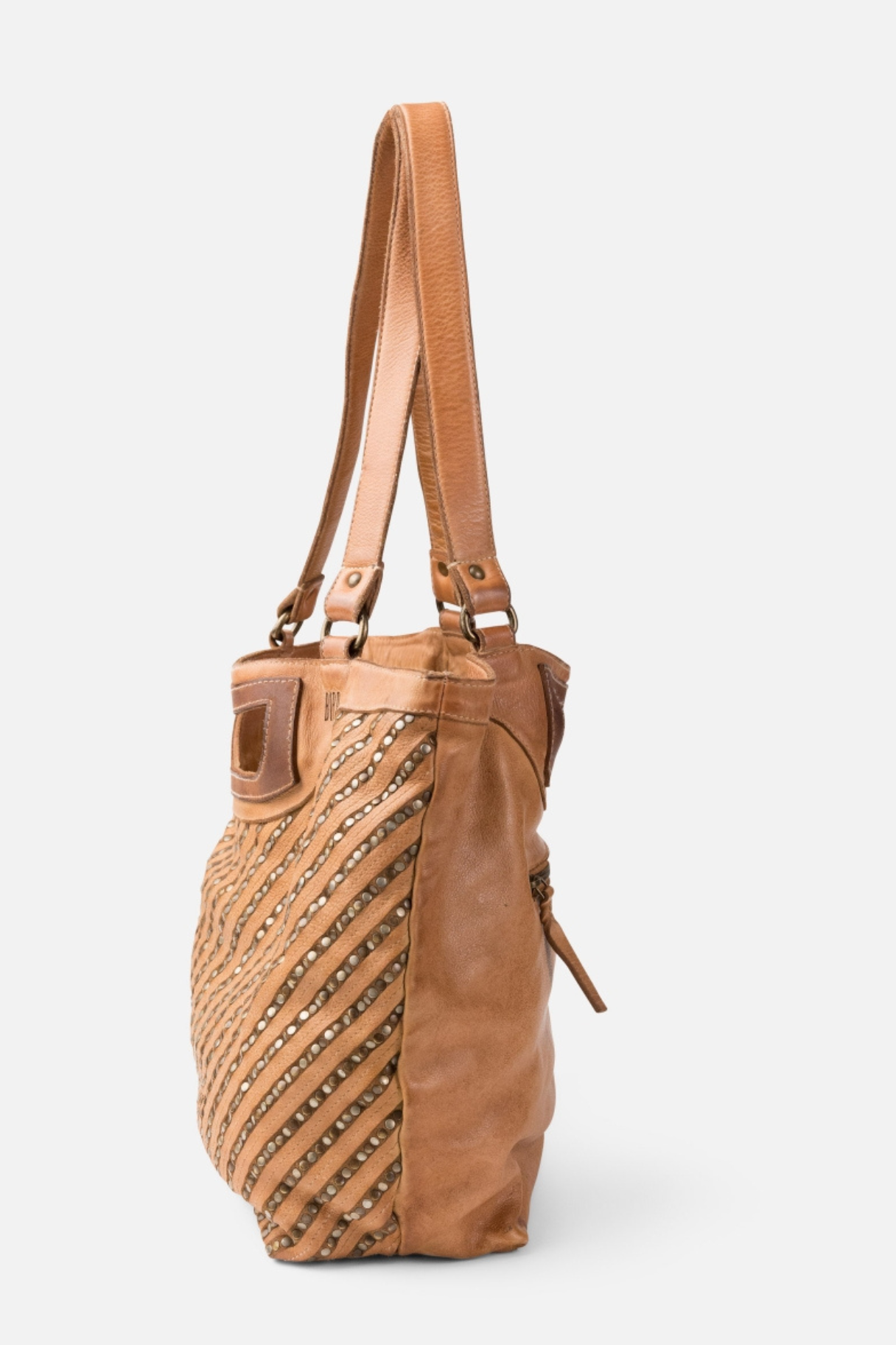 Grand sac cabas Biba en cuir naturel camel avec poignée 
