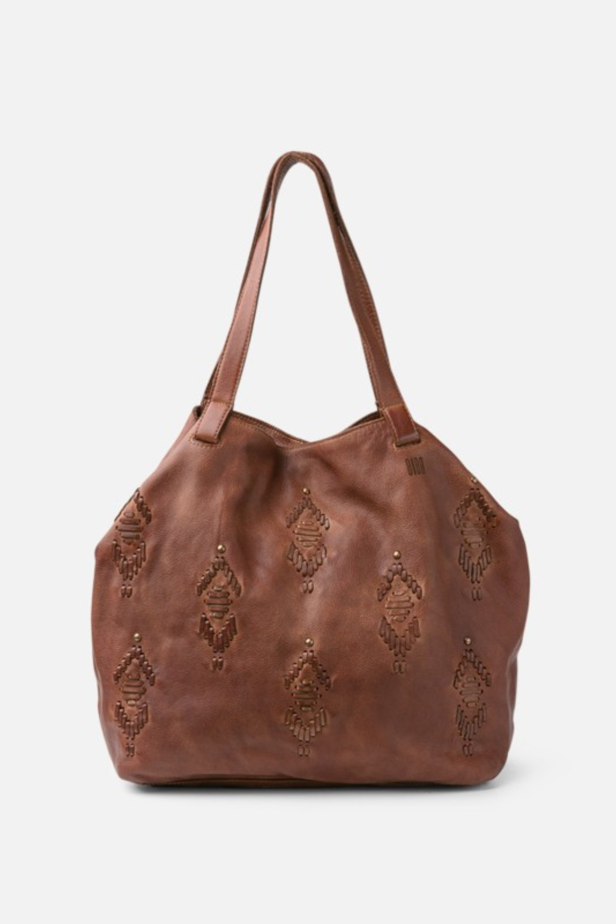 Sac cabas femme cuir camel Bayron Biba motifs ethniques – collection Heritage