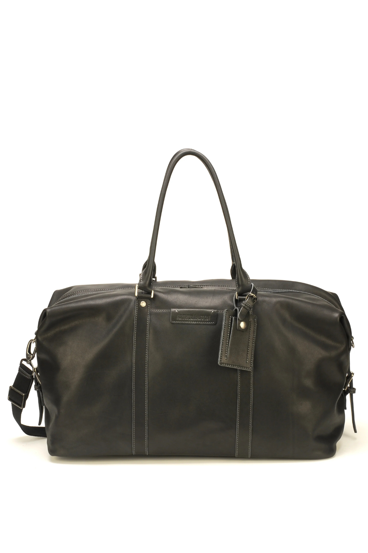 Sac de voyage cuir Johany noir format week-end avec porte-adresse, vue de face
