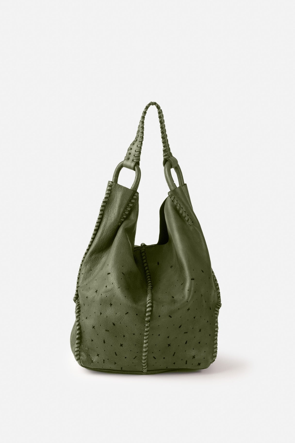 sac hobo Eagle EAG1L kaki – cuir perforé lavé Biba